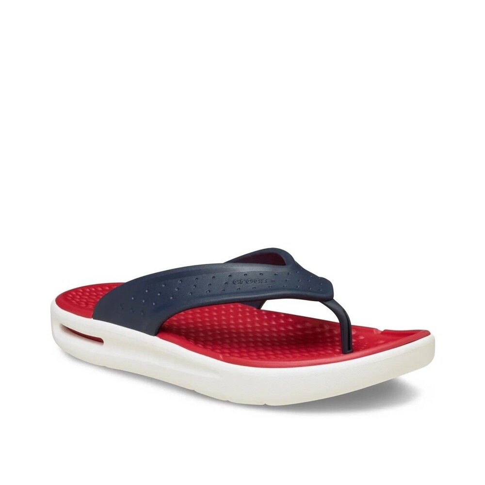 Crocs LiteRide InMotion Flip Flops Men's Size 9 Red Navy Blue 211101-410